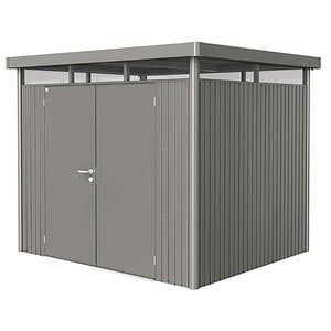 Highline hagebod med dobbel dør størrelse h3 metallic kvartsgrå Biohort