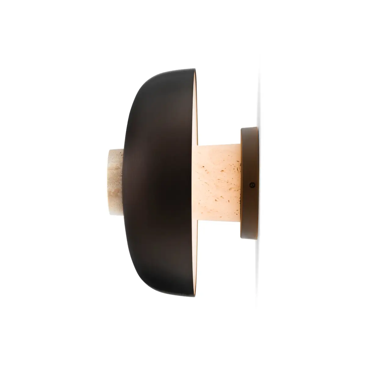Reverse vegglampe Travertine, sand/aluminium, bronsefarget