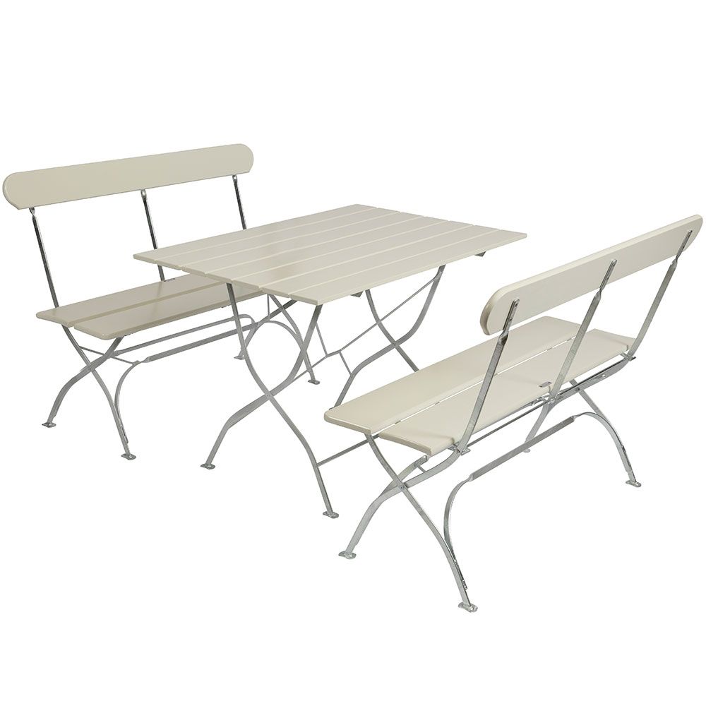 Bryggerigruppe Bord og 2 Sofaer hvit Grythyttan Stålmöbler