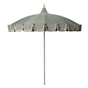 Parasol med frynser Ø240 cm Eucalyptus