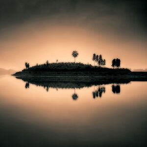 Veggdekor Sunset Island 100 x 100 cm Artwood