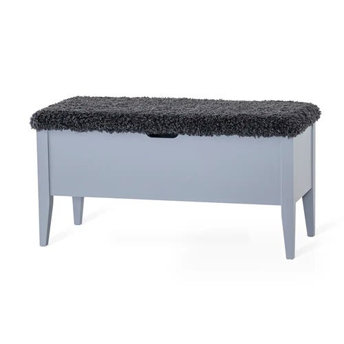 Klinte benk 90 cm grått ekte saueskinn