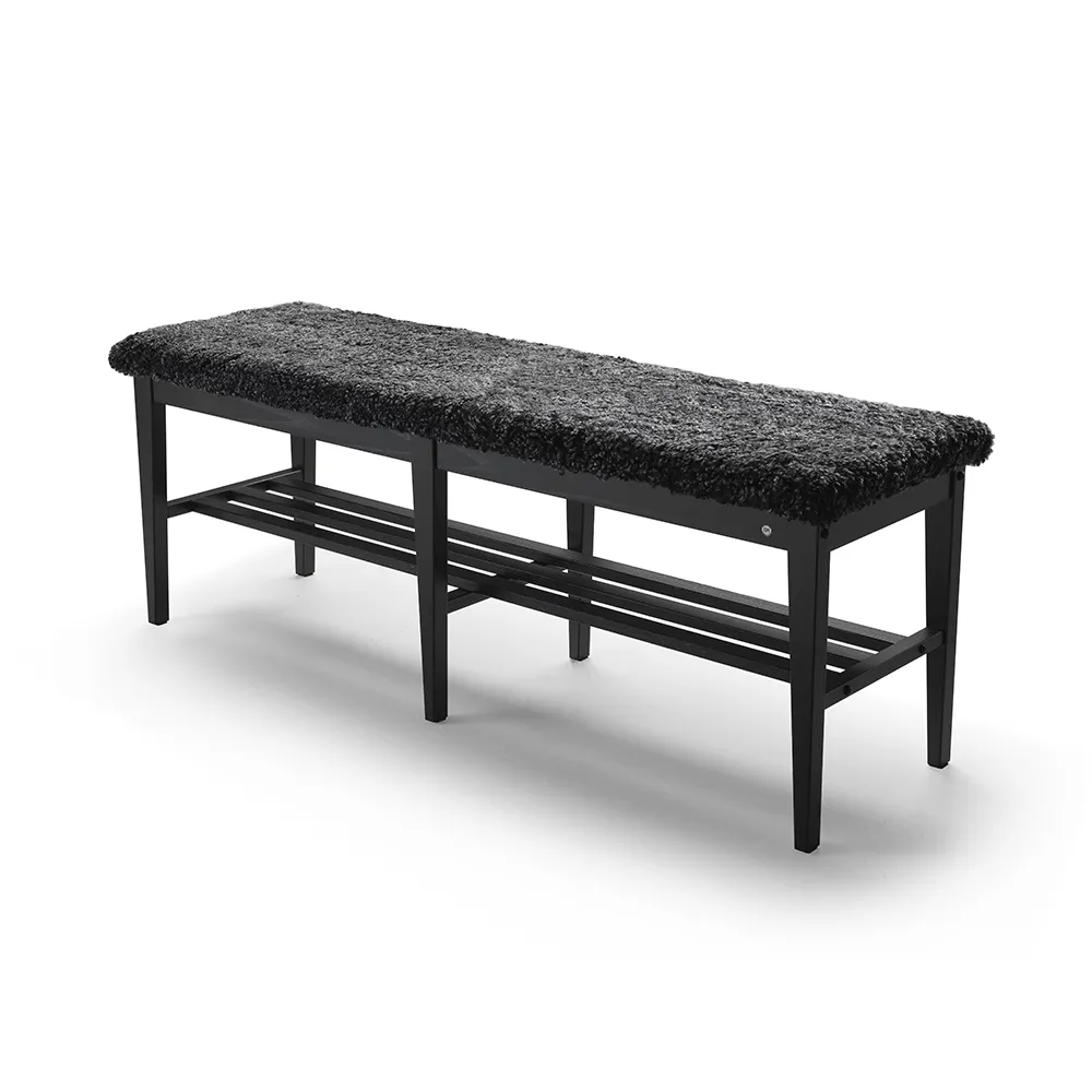 Nadja Bench 130 cm Svartbeiset ask/safeskinn Mørk grå