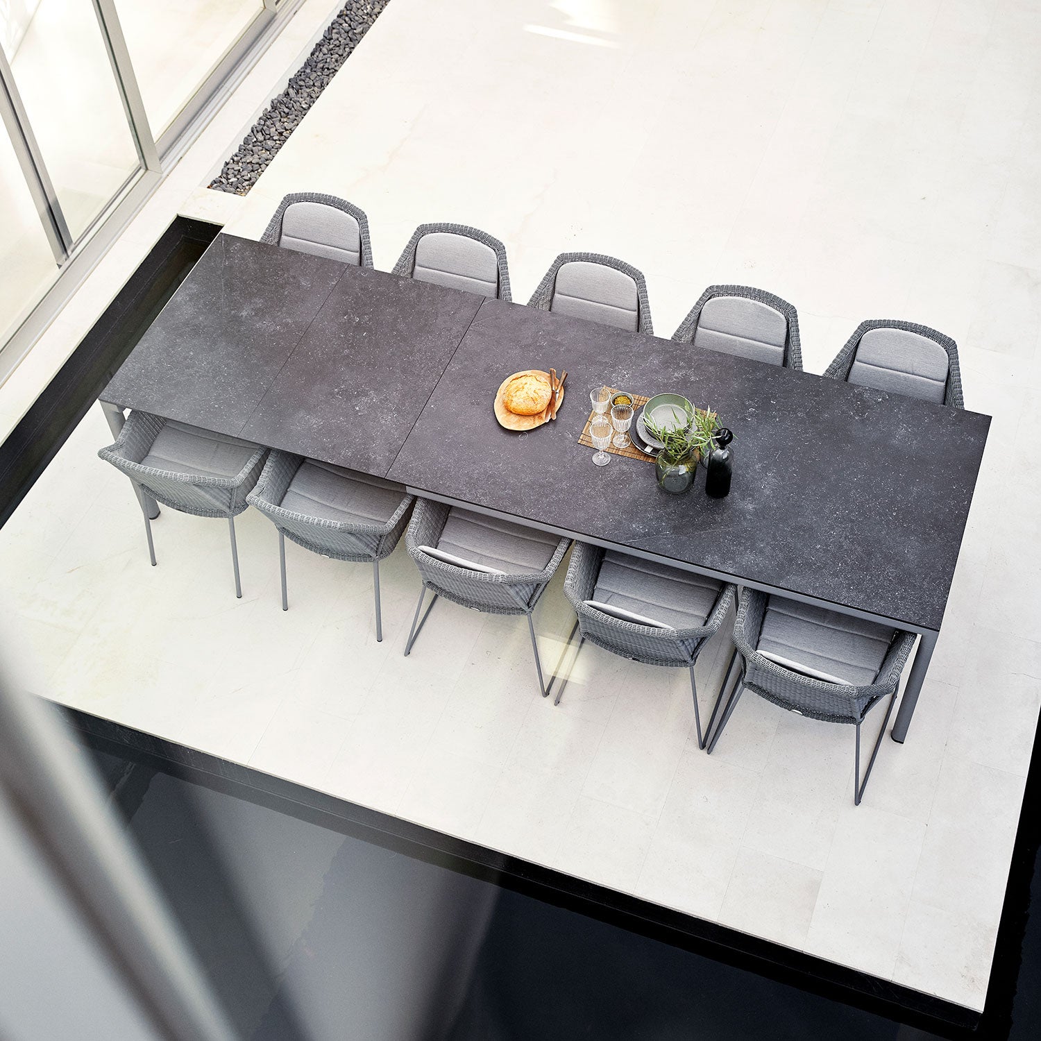 Drop Extension Table 200-320X100cm Lava Grey 