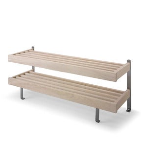 Nadja skohylle 100 cm Hvitoljet eik/slipte stålplater