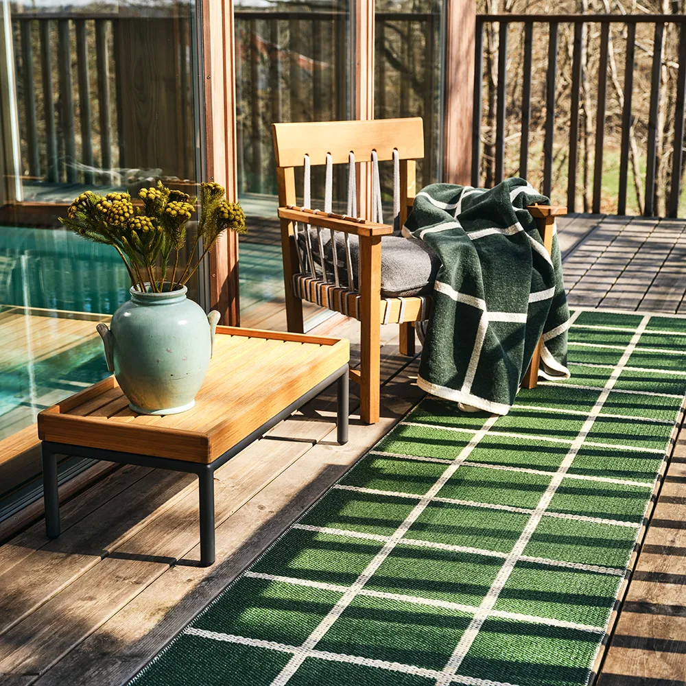 Vevd pledd i lammeull Criss Leaf