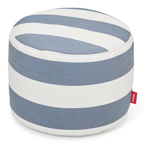 Point outdoor pouf stripe ocean blue