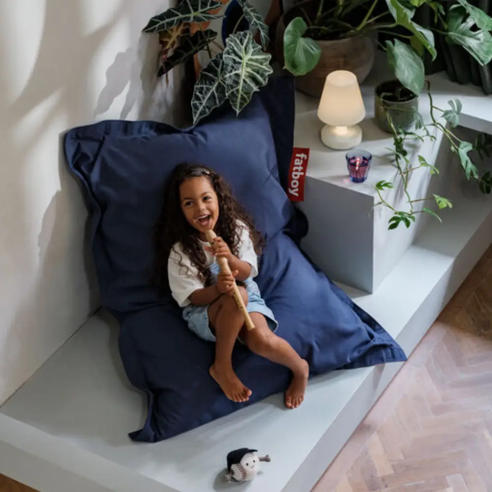 junior canvas bønnepose recycled crown blue