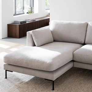 Corwin sofa 3,5-seter sofa chaiselong venstre stoff Rita lys beige