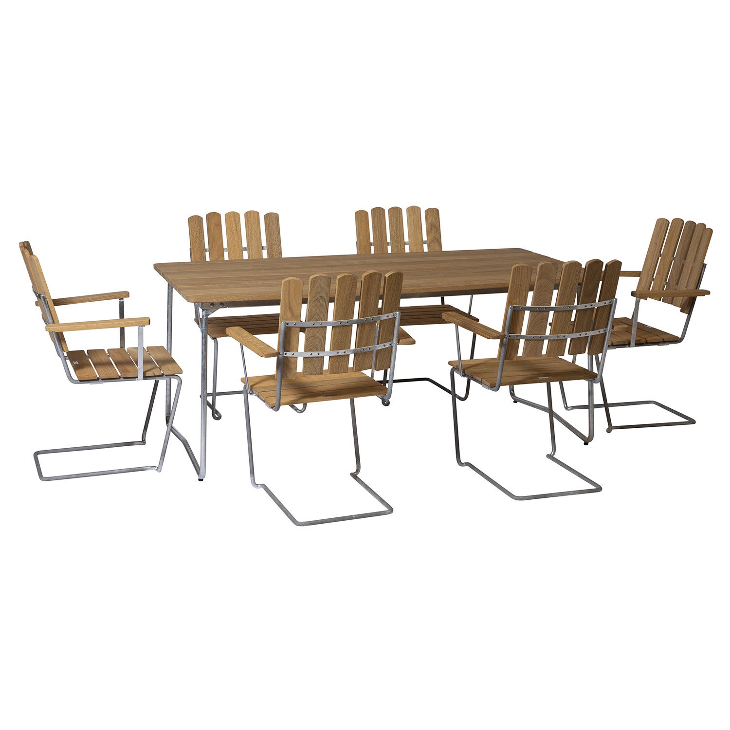 Spisegruppe B31 & A2 6 stk. oljet eik Grythyttan Stålmöbler