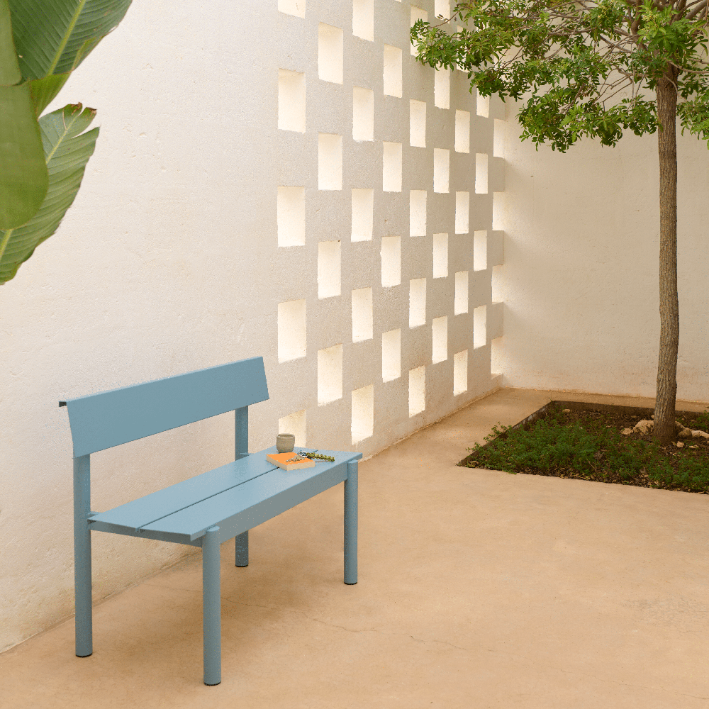  Rett stålbenkk 110cm Linear Steel Taupe