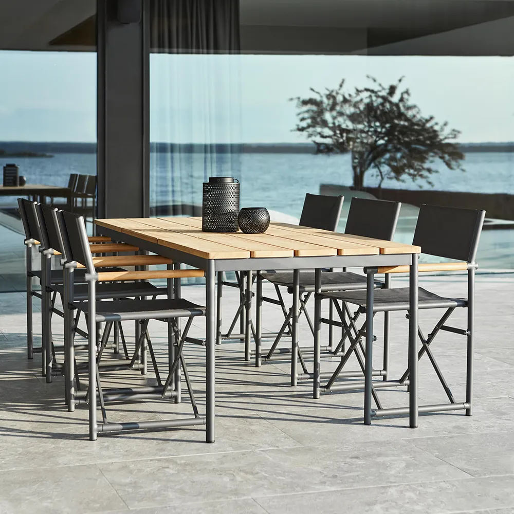 Nox spisebord 90 x 240 cm aluminium/teak