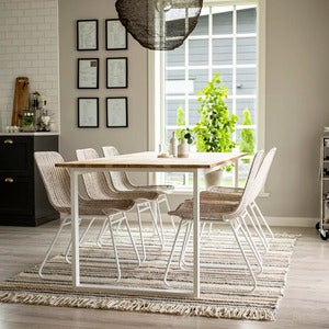 Cirebon spisebord 90x200 cm hvit/teak 