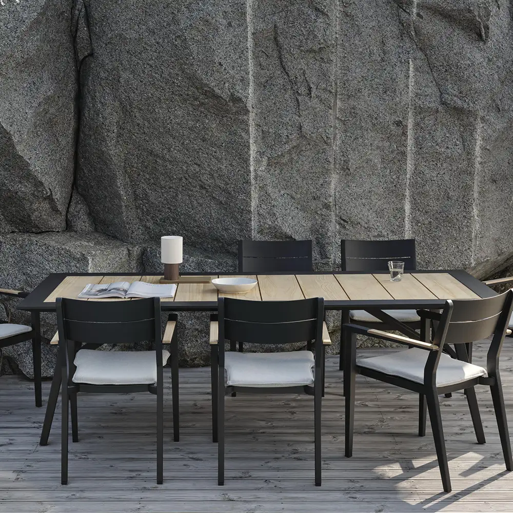 Chios Spisebord 100 x 240 cm svart/teak Brafab