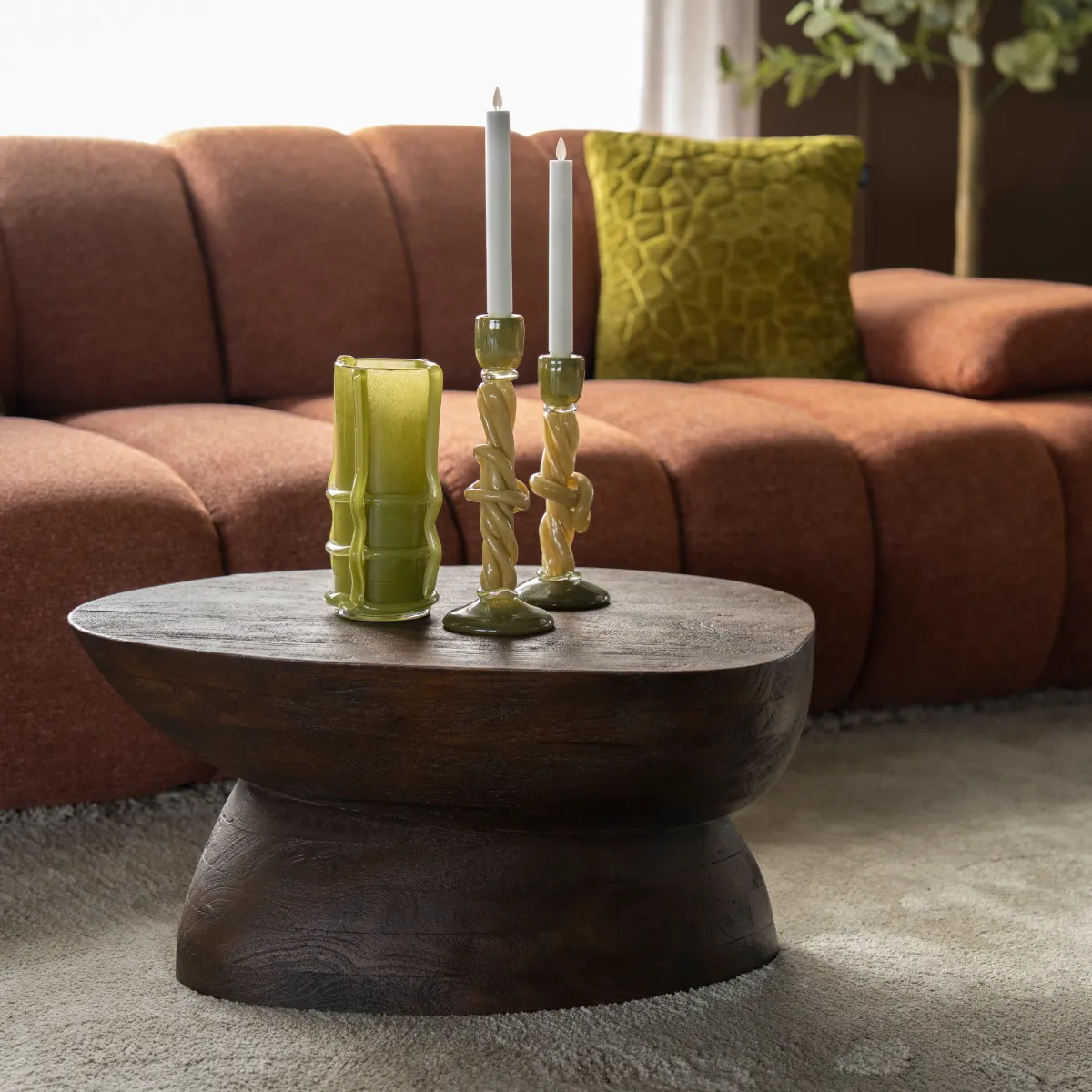 Coffee table Cobble - brown 75x59x35 cm
