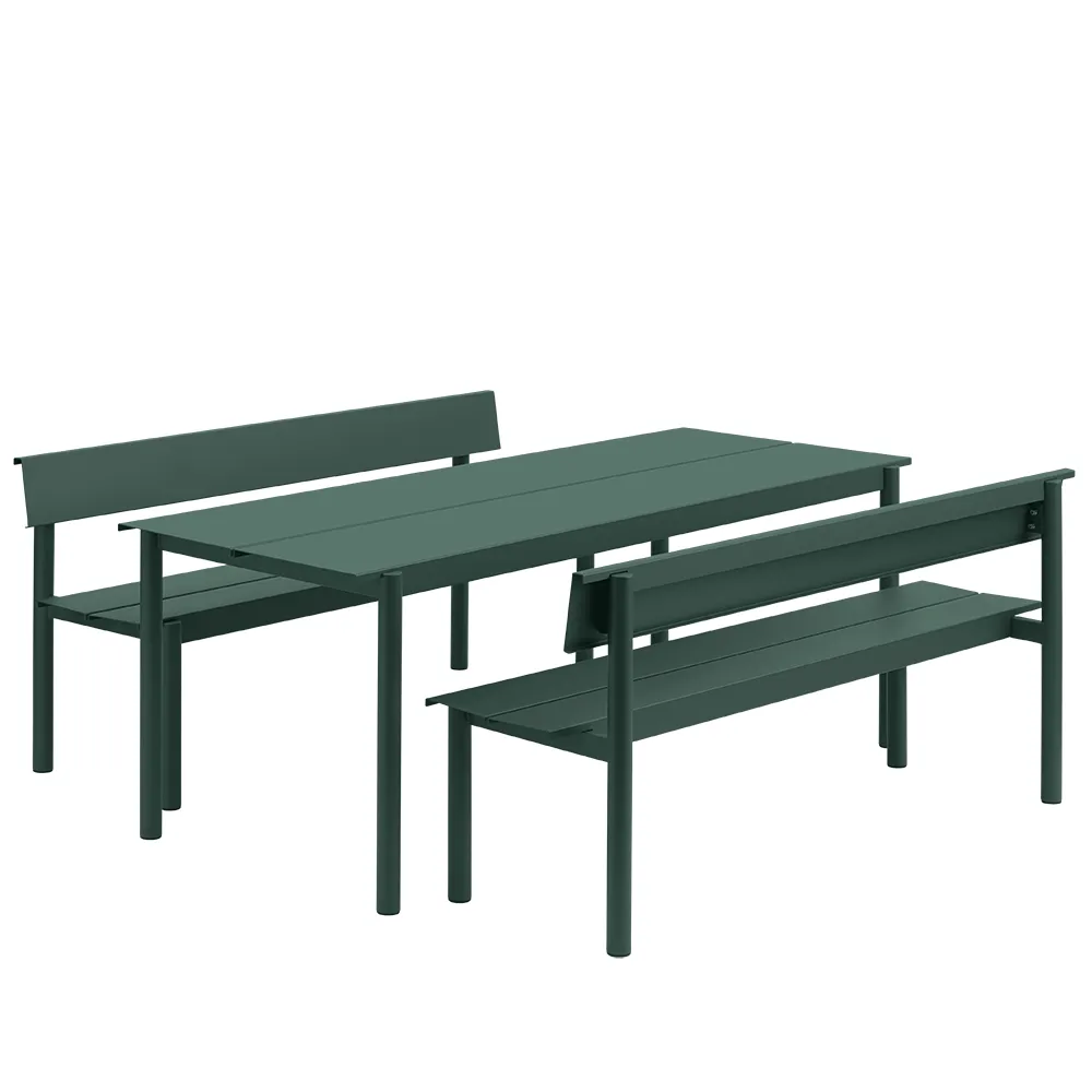 Rett stålbenkk 170cm Linear Steel Dark Green