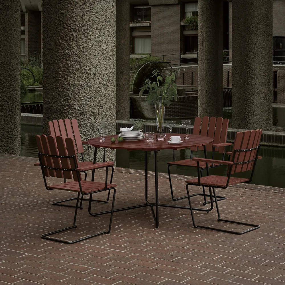 A2 lenestol Mørkerød lakkert eik / Svart