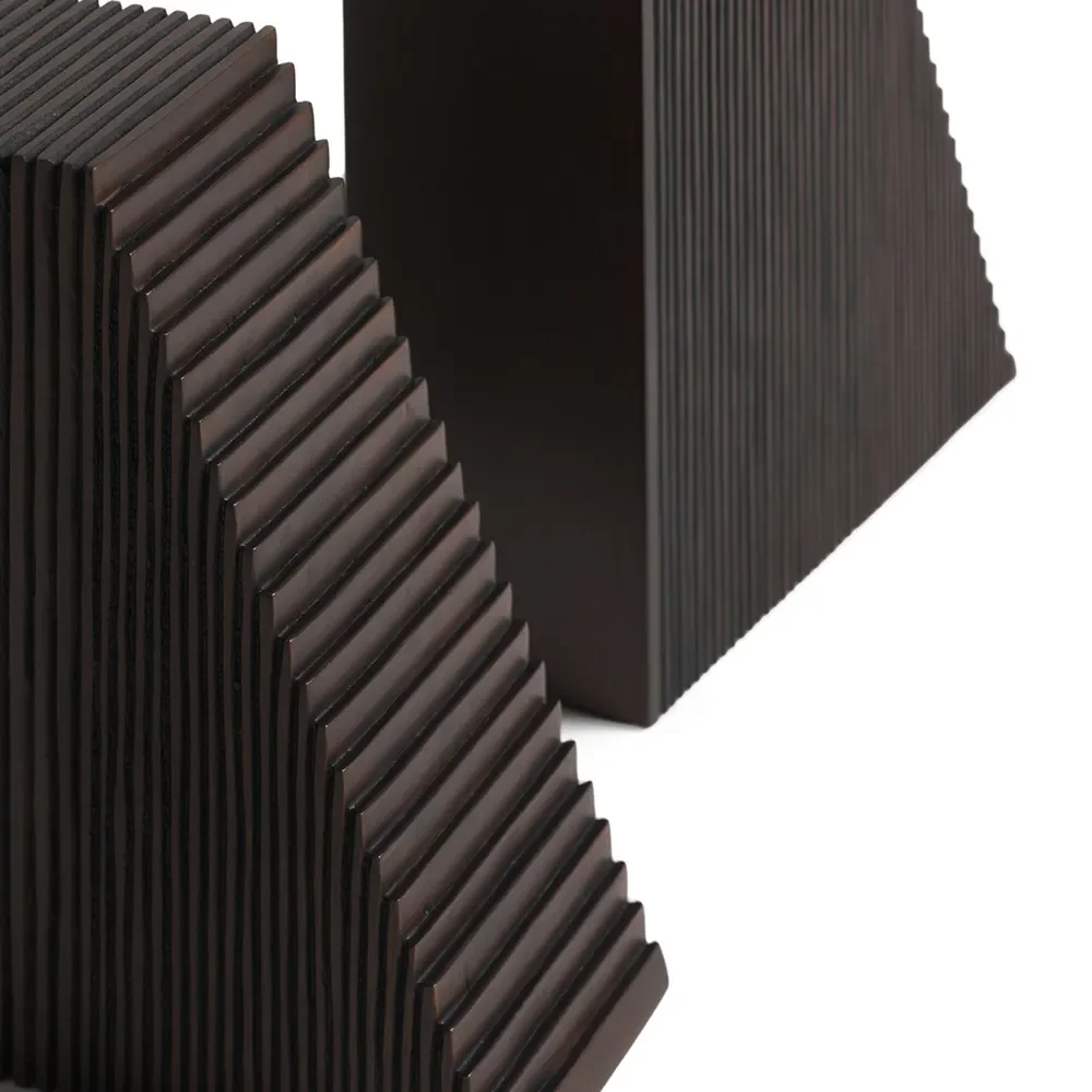  Grooves bokstøtte lakkert mørk brun mahogni- sett med 2 stk