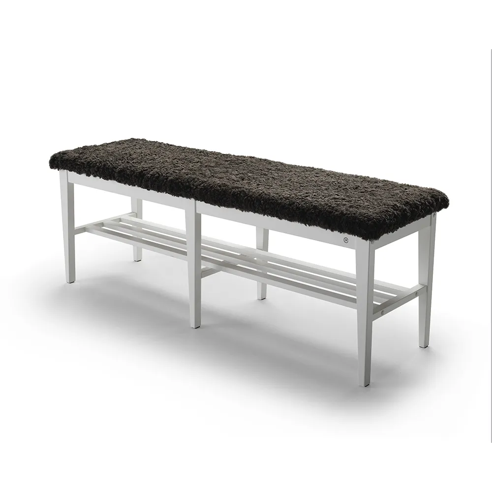Nadja Bench 130 cm Hvitlakkert bjørk/safeskinn brun