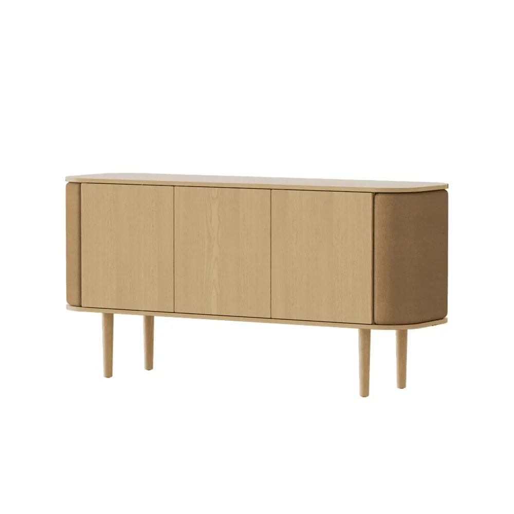 Treasures 3-dørs skap eik/Brown faux leather