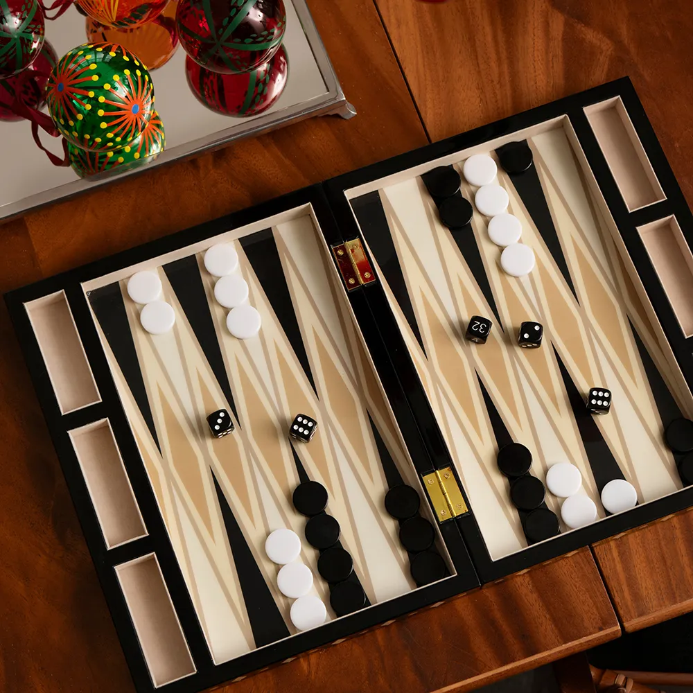 Backgammon Lakkert Black