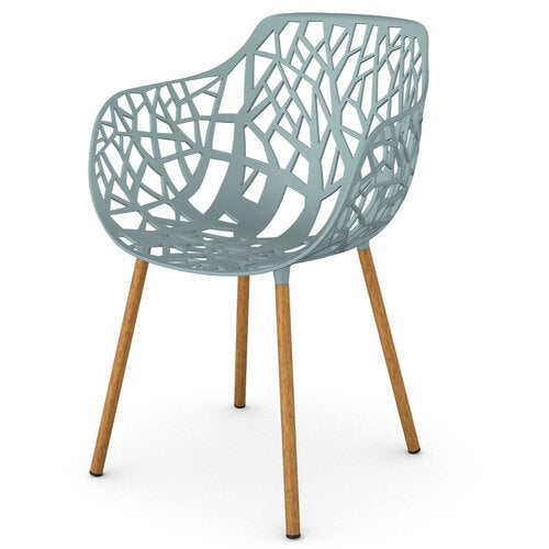 Forest Stol med armlener Iroko/Light Blue