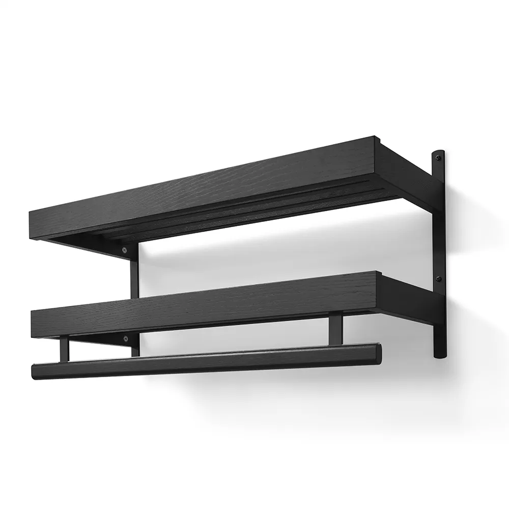 Oscarssons Möbel, Nadja hattehylle 80 cm 2 nivåer Svartbeiset eik/mattsvart stål Oscarssons Möbel, Nadja hattehylle 80 cm 2 nivåer Svartbeiset eik/mattsvart stål