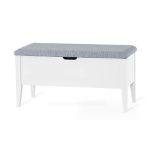 Klinte benk 90 cm hvit med grått stoff