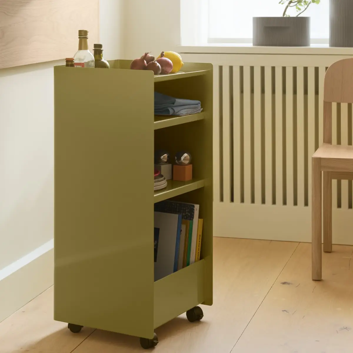 Folded Trolley høyde 83,7 cm (utslått) – mørk beige-grønn