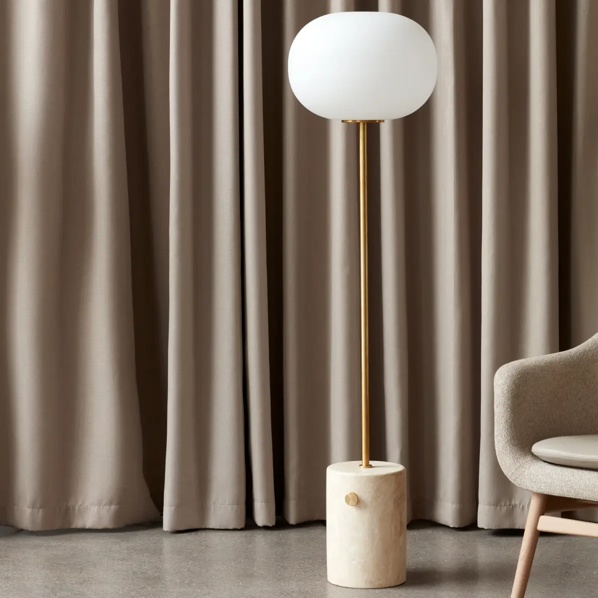 JWDA Gulvlampe Travertin, Sand/Messing, Børstet