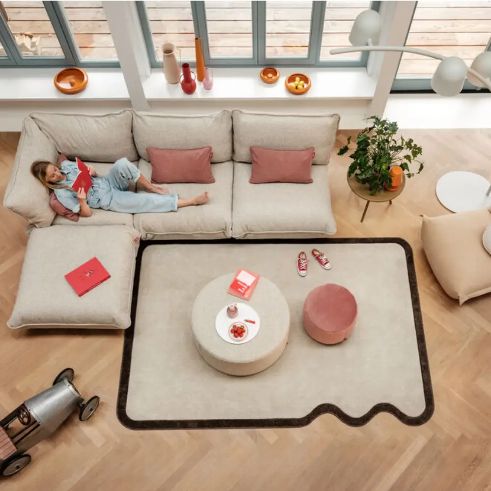 sumo sofa hjørneseksjon boucle recycled beige