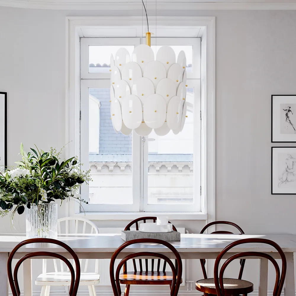 Omlott taklampe Ø50cm messing/hvit