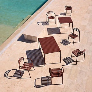 Bliss spisebord inkl.fire stoler med armlener - Sand aluminium