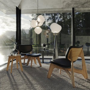 Slab loungestol natur svart skinn