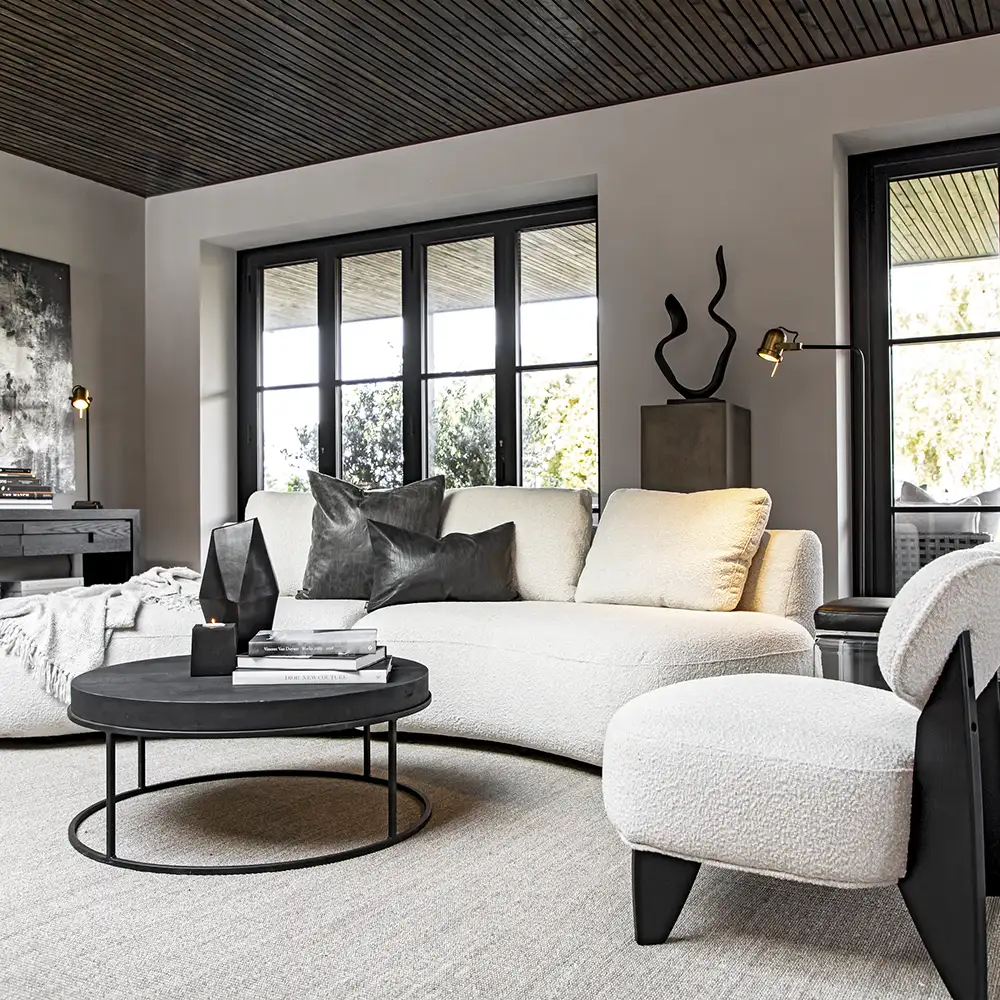 Cadiz lenestol i stoff Bouclé cream