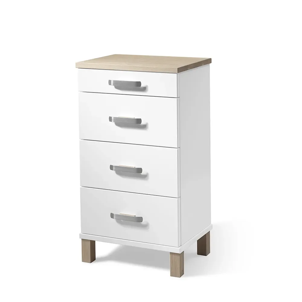 Nadja kommode H75 B40 Hvitlakkert/Hvitoljet eik/Grundstål