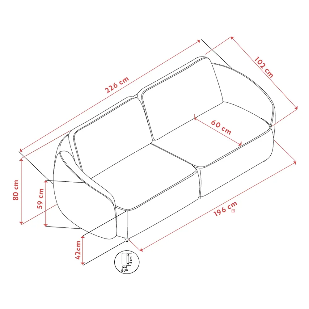 Norris sofa 3-seter stoff Anna lys beige