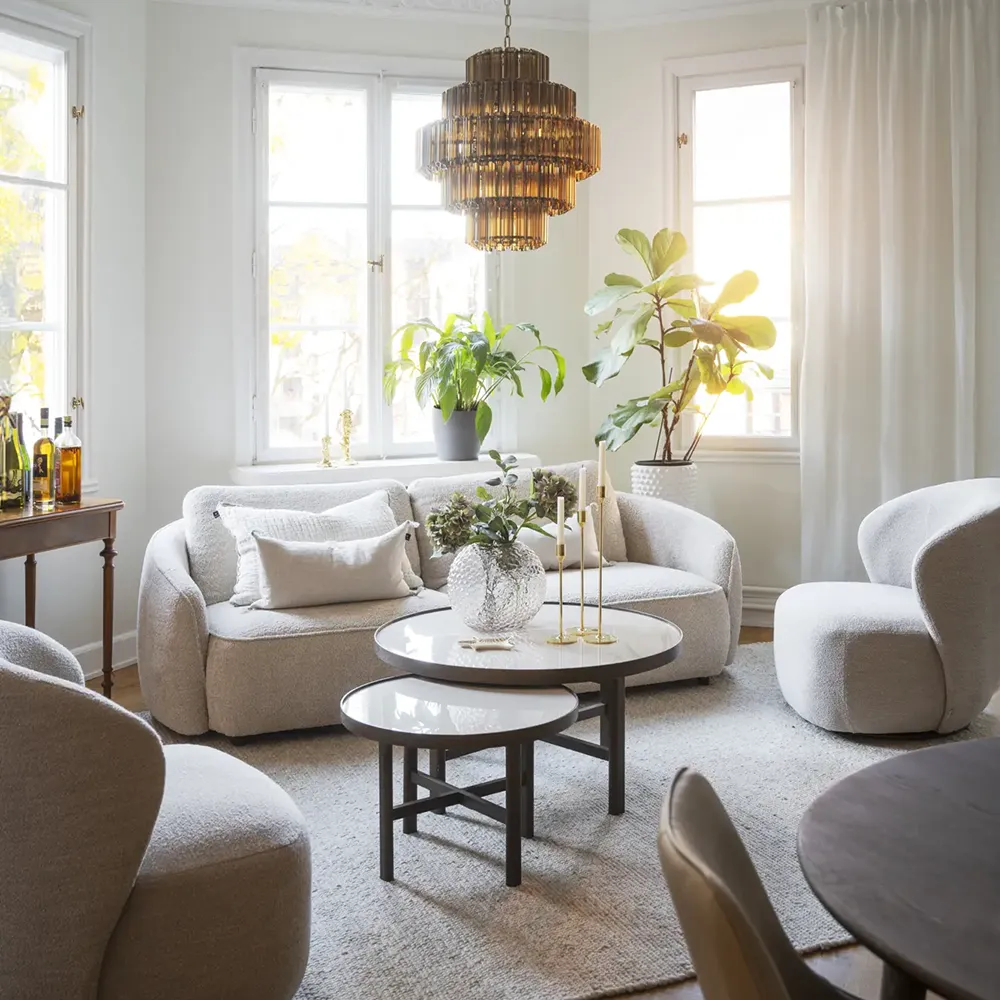 Norris sofa 3-seter stoff Anna lys beige