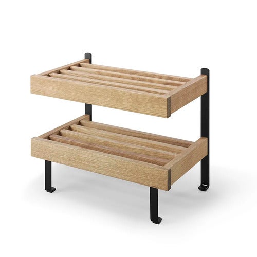 Nadja skohylle i oljet eik/mattsvart stål