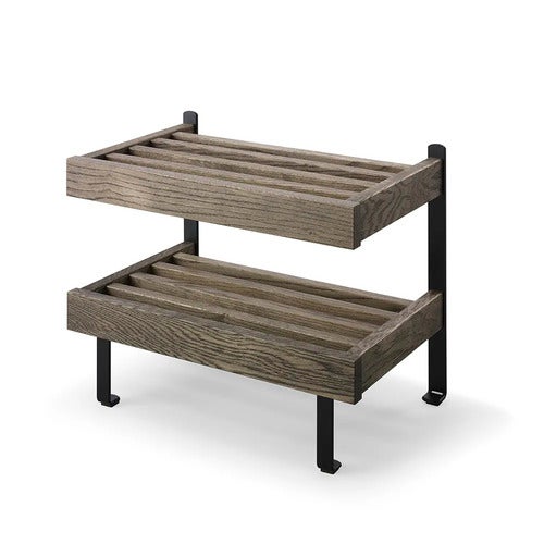 Nadja skohylle i røkt eik/mattsvart stål