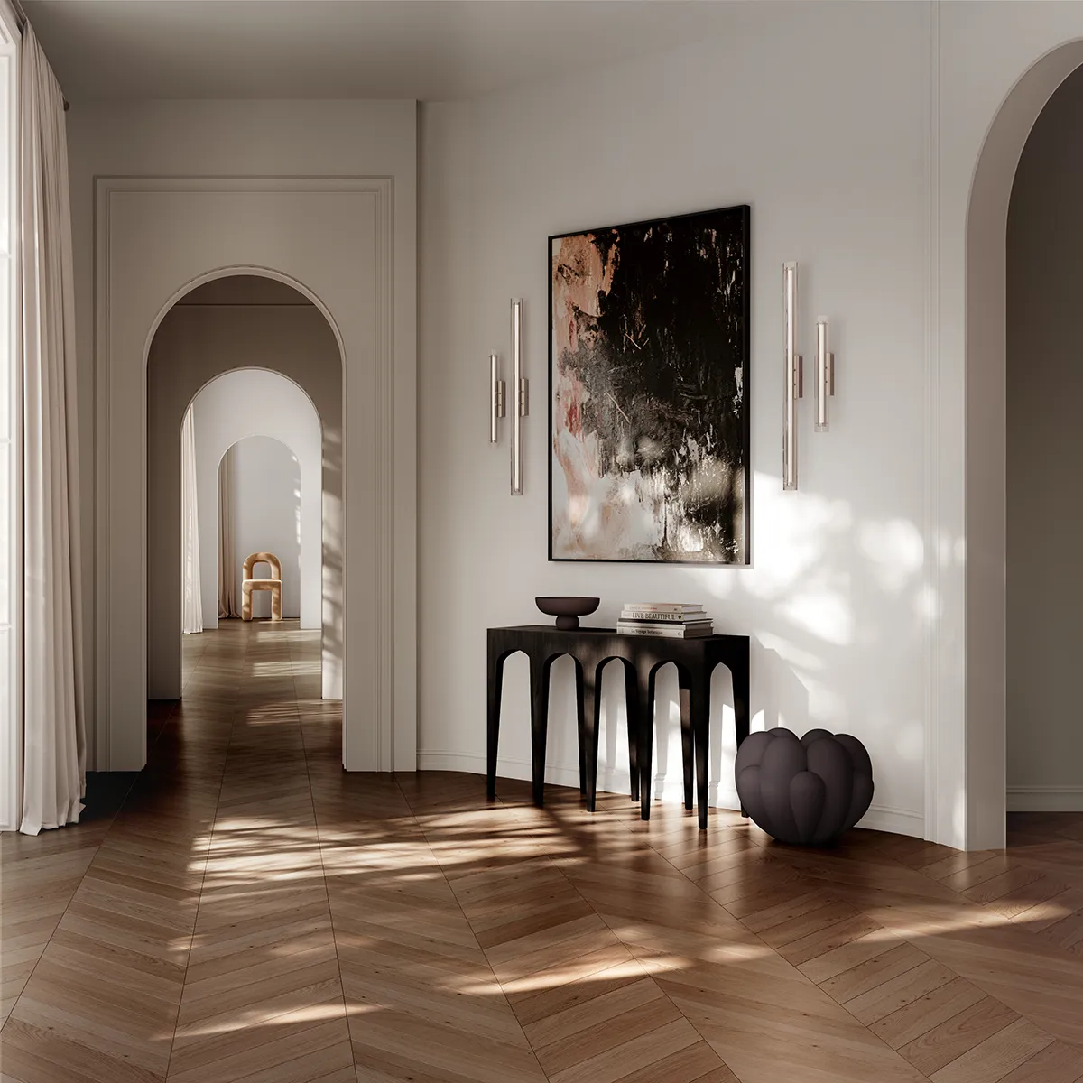 Bow konsollbord, stort – Coffee Black Oak
