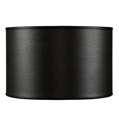 Lampeskjerm Cylinder Small Leather Black Artwood