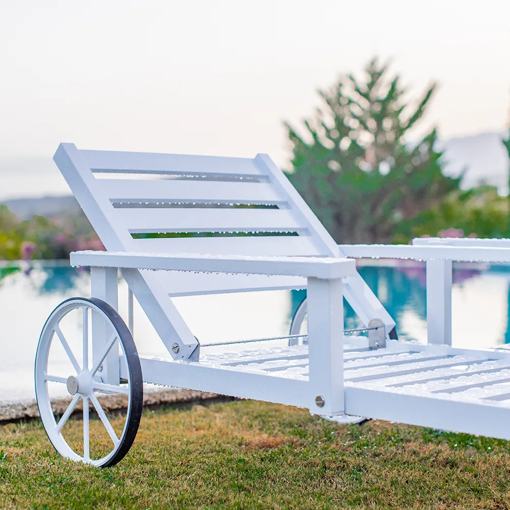 Solseng med armlener aluminium hvid 