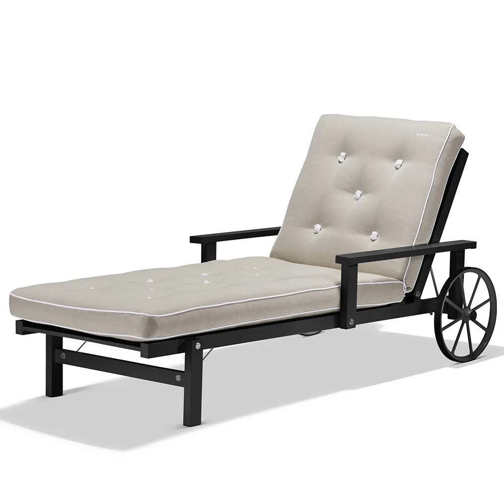 Solseng med armlener aluminium sort 