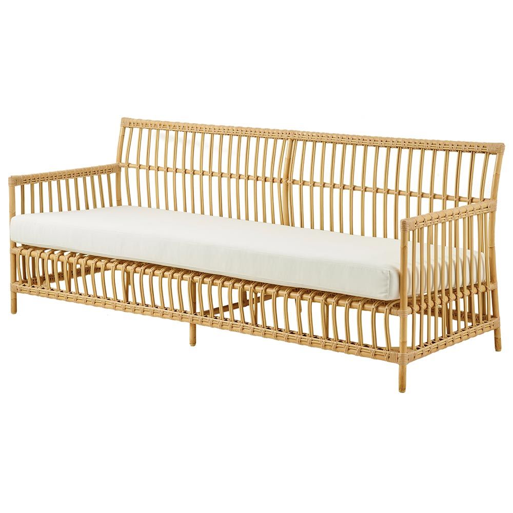 Caroline 3-seters sofa i kunstrotting i naturfarge