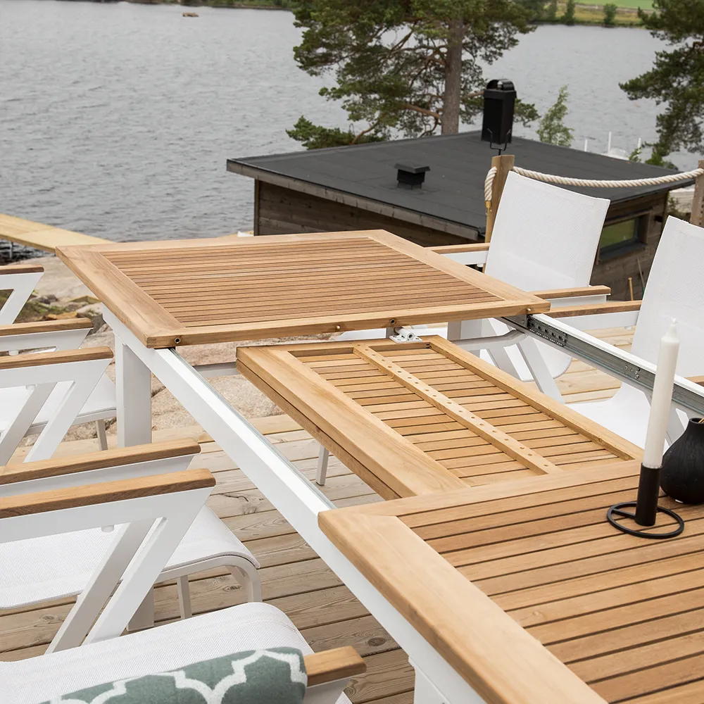Panama spisebord 160-240x90 cm Hvit/Teak