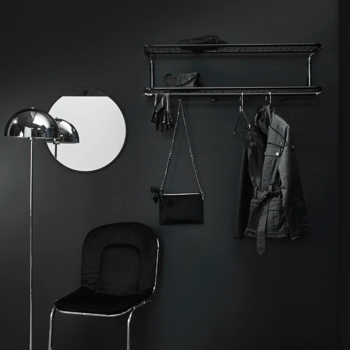 Classic Hatthylle 100 cm Sort Krom