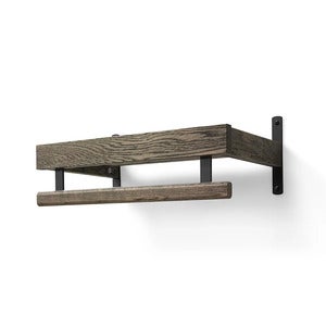 Nadja hattehylle 50 cm 1 nivå røkt eik/mattsvart stål