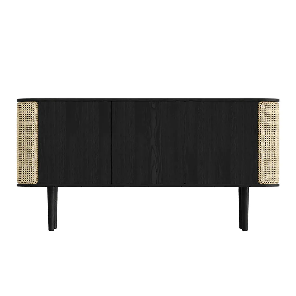 Treasures skap med 3 dører, svart eik/Ventian Cane