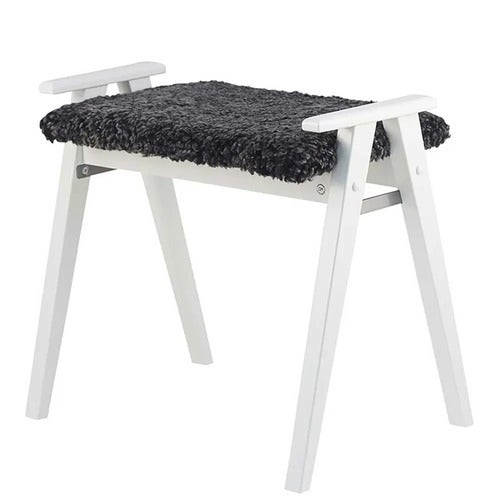 Alme Krakk Hvitlakkert bjørk/saueskinn mørkegrå